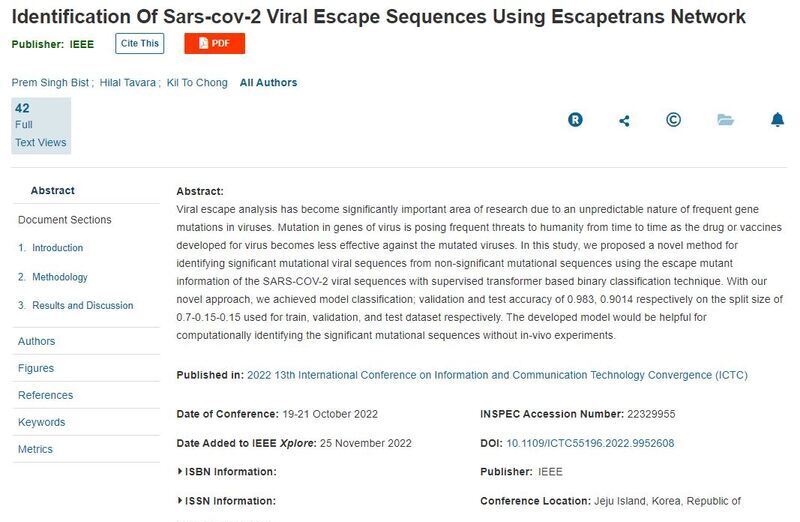 Identification Of Sars-cov-2 Viral Escape Sequences Using Escapetrans Network
                    